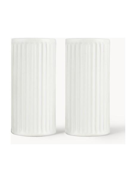 Set saliera e pepiera Groove 2 pz, Gres, Bianco opaco, Ø 4 x Alt. 9 cm