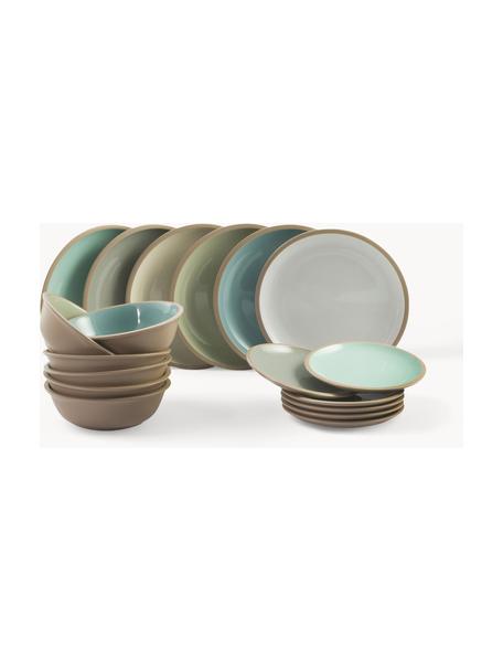 Serviesset Bistrot, 6 personen (18-delig), Keramiek, Groen-, beige- en blauwtinten, 6 personen (18-delig)