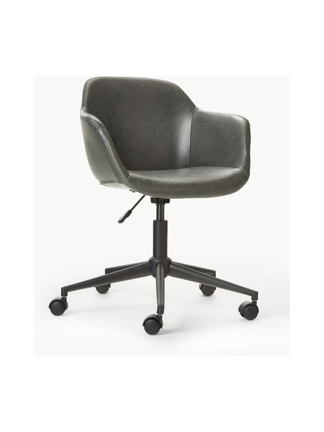 Chaise de bureau cuir synthétique gris, assise étroite Fiji, Cuir synthétique gris foncé, larg. 66 x prof. 66 cm