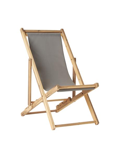 Inklapbare ligstoel Zoe, Frame: geolied acaciahout, Acaciahout, grijs, B 58 cm x L 115 cm
