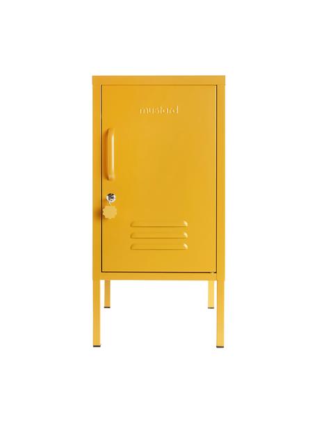 Noční stolek s dvířky Shorty, Ocel s práškovým nástřikem, Hořčicově žlutá, Š 35 cm, V 72 cm