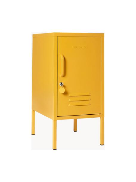 Comodino in metallo The Shorty, apertura verso destra o sinistra, Acciaio verniciato a polvere, Giallo senape, Cerniera a destra