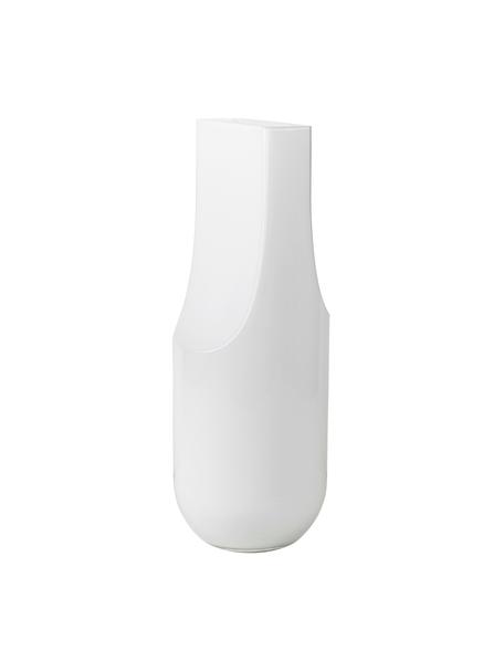Ručně foukaná skleněná váza Serif, Sklo, Bílá, Ø 16 cm, V 42 cm