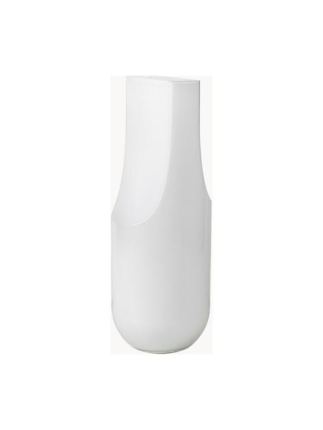 Mundgeblasene Glas-Vase Serif, H 42 cm, Glas, Weiss, Ø 16 x H 42 cm