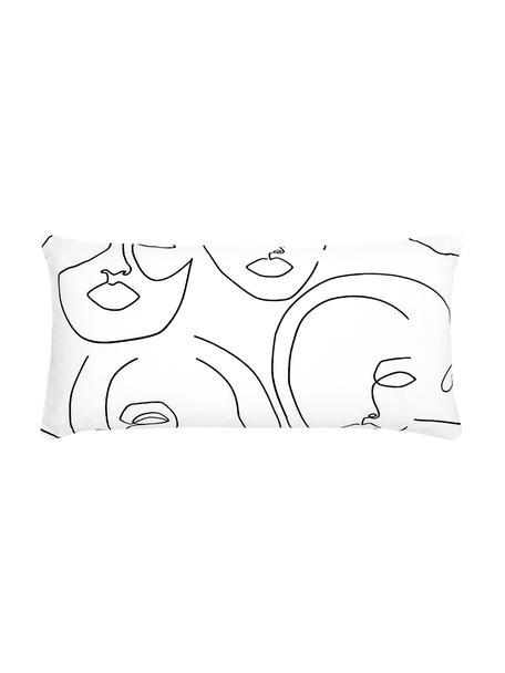 Baumwollperkal-Kopfkissenbezüge Aria mit One Line Zeichnung, 2 Stück, Webart: Perkal Fadendichte 180 TC, Weiß, Schwarz, B 40 x L 80 cm