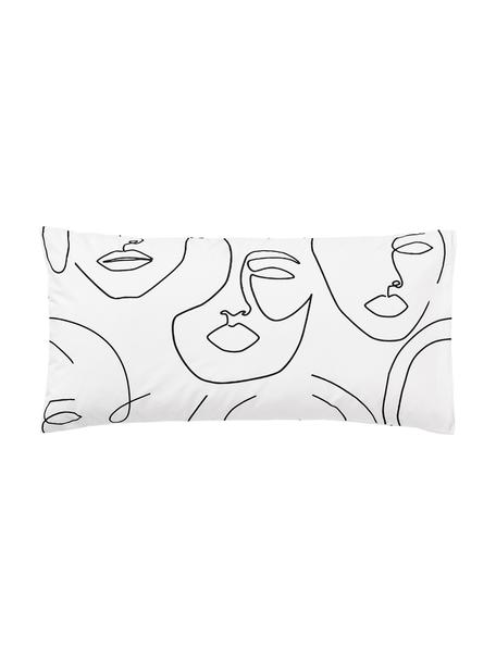 Baumwollperkal-Kopfkissenbezüge Aria mit One Line Zeichnung, 2 Stück, Webart: Perkal Fadendichte 180 TC, Weiß, Schwarz, B 40 x L 80 cm