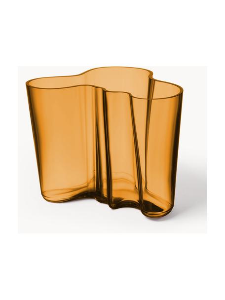 Mundgeblasene Vase Alvar Aalto, H 16 cm, Glas, mundgeblasen, Orange, transparent, B 21 x H 16 cm