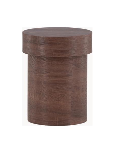 Okrúhly drevený odkladací stolík Malung, Drevovláknitá doska strednej hustoty (MDF) s papierovým laminátom, Drevo, tmavohnedá laminovaný, Ø 35 x V 45 cm