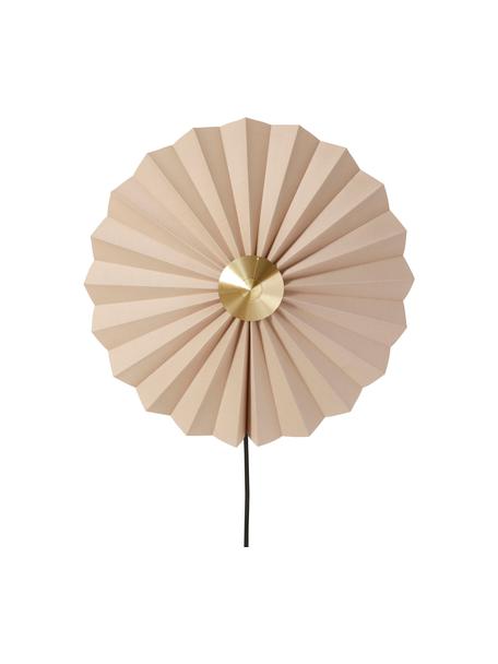 Wandlamp Tenty van papier met stekker, Lampenkap: papier, Decoratie: messing, Beige, messingkleurig, Ø 48 x D 16 cm