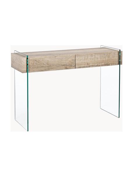 Konzolový stolík s 2 zásuvkami Kenya, Priehľadná, biela, Š 110 x V 75 cm
