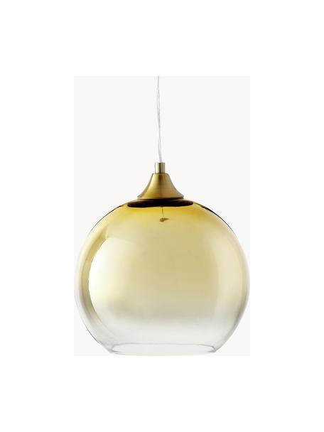 Lámpara de techo esfera Mineleo, Pantalla: vidrio, Anclaje: metal cepillado, Cable: plástico, Dorado, transparente, Ø 25 x Al 90 cm