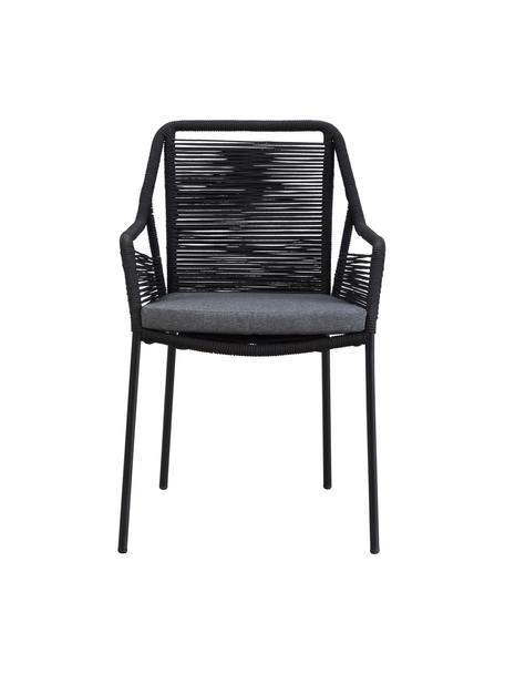 Krzesło ogrodowe Elba, 2 szt., Tapicerka: 100 % poliester, Stelaż: metal galwanizowany malow, Czarny, szary, S 56 x G 63 cm