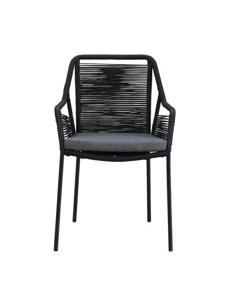 Sedia da giardino Elba 2 pz, Rivestimento: 100% poliestere, Struttura: metallo zincato, vernicia, Nero, grigio, Larg. 56 x Prof. 63 cm
