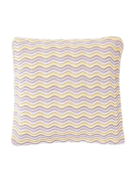 Pletený bavlněný povlak na polštář Emilio, 100 % bavlna, Žlutá, fialová, Š 45 cm, D 45 cm