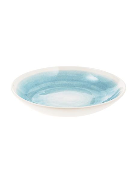 Handgemachte Suppenteller Pure matt/glänzend mit Farbverlauf, 6 Stück, Keramik, Blau, Weiss, Ø 23 cm