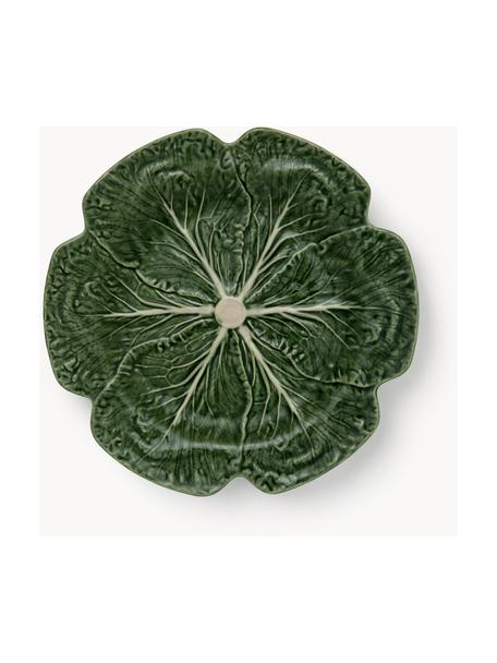 Ensaladeras artesanales Cabbage, 2 uds., Cerámica de gres, Verde oscuro, Ø 31 x Al 14 cm