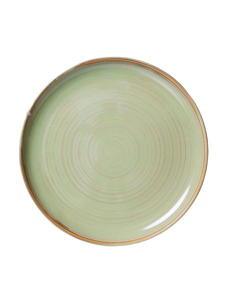 Ručne maľovaný porcelánový plytký tanier Chef, 4 ks, Porcelán, Olivovozelená, Ø 26 cm