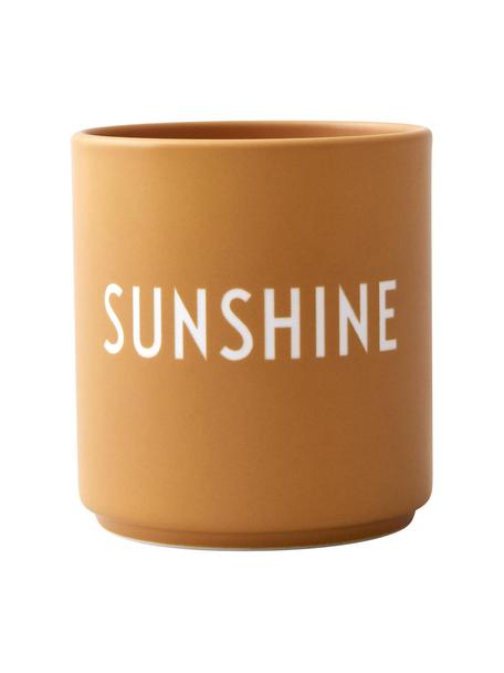 Dizajnový hrnček s nápisom Favourite SUNSHINE, Čínsky porcelán
Mäkký porcelán, ktorý sa vyznačuje predovšetkým žiarivým, priehľadným leskom, Horčicová (Sunshine), Ø 8 x V 9 cm, 250 ml