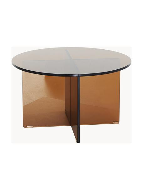 Okrągły stolik kawowy ze szklanym blatem Iris, Blat: szkło hartowane, Stelaż: szkło hartowane, Brązowy, półtransparentny, Ø 60 cm