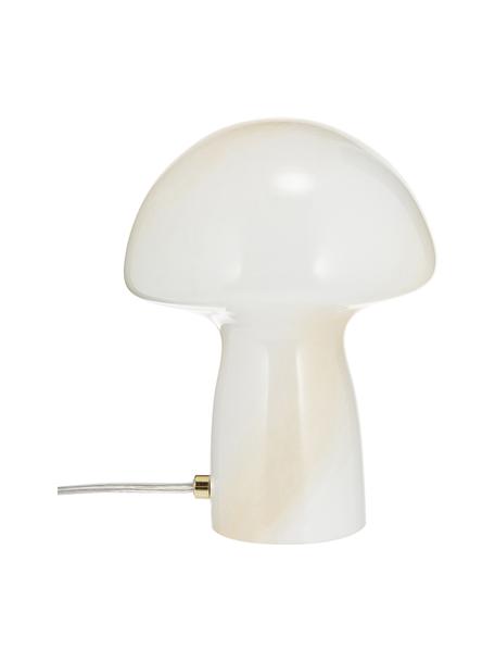 Kleine handgemaakte tafellamp Fungo, Lamp: glas, Wit, beige, Ø 16 x H 20 cm