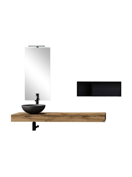Set lavabo Yoka 6 pz, Superficie dello specchio: lastra di vetro, Lampada: alluminio rivestito, Nero, effetto legno di quercia, Set in varie misure