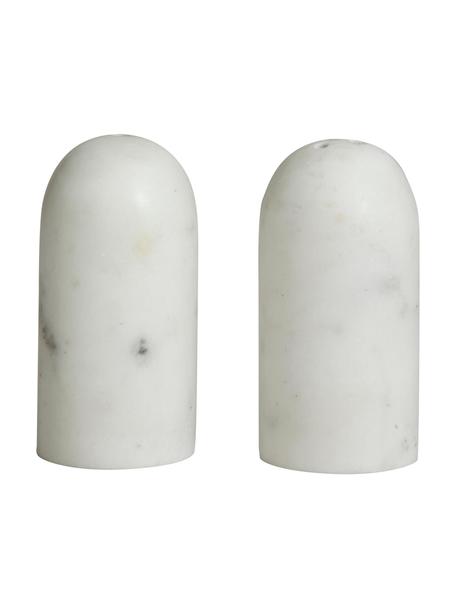 Salière et poivrière en marbre Isop, 2 élém., Marbre, Marbre blanc, Ø 4 x haut. 8 cm