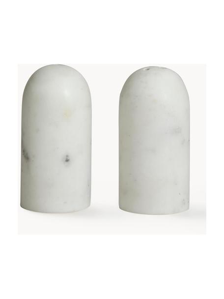 Salière et poivrière en marbre Isop, 2 élém., Marbre, Blanc, marbré, Ø 4 x haut. 8 cm