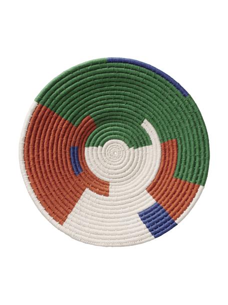Handgefertigtes Wandobjekt Flettet, 50 % Baumwolle, 50 % Seetang, Grün, Terrakotta, Cremeweiß, Ø 42 x H 8 cm