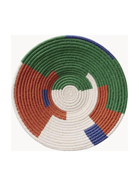 Décoration murale artisanale Flettet, 50 % coton, 50 % algues, Vert, terracotta, blanc crème, Ø 42 x haut. 8 cm