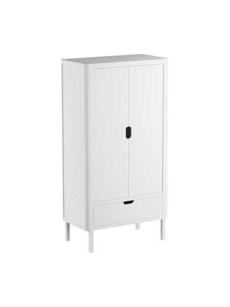Armadio in legno Classic, Legno di faggio, legno di pino, pannello di fibra a media densità (MDF) verniciato con vernice senza COV, Bianco, Larg. 94 x Alt. 186 cm