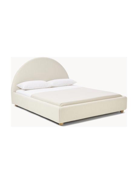 Gestoffeerd bed Ebba, Bekleding: 100% polypropyleen Met 23, Frame: massief grenenhout en pla, Poten: massief grenenhout, Geweven stof lichtbeige, B 200 x L 200 cm