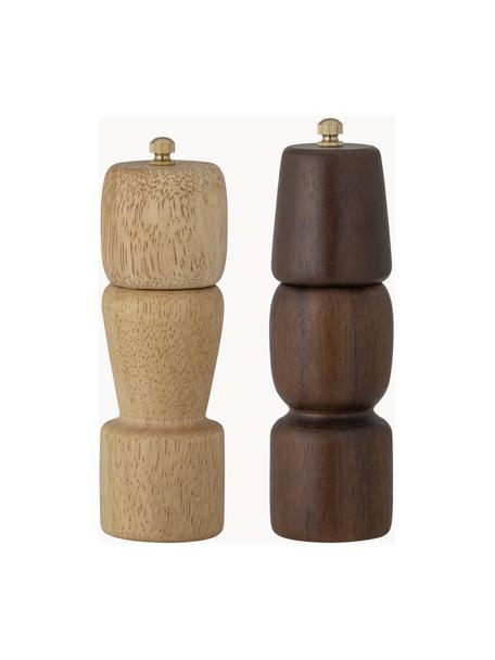 Set de molinillos Sabri, 2 pzas., Madera de acacia, madera de caucho, Madera clara y oscura, Ø 6 x Al 18 cm