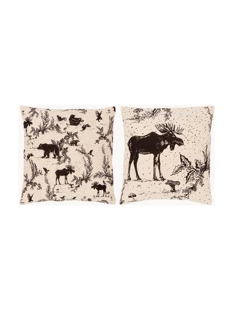 Povlak na polštář Animal Toile, 2 díly, 100 % bio bavlna, s certifikátem GOTS, Béžová, černá, Š 45 cm, D 45 cm
