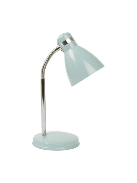 Kleine bureaulamp Study in blauw, Lampenkap: gelakt metaal, Lampvoet: gelakt metaal, Lamp: mistgrijs. Lampenkap binnenzijde: wit. Snoerbekleding: zwart, B 12 x H 34 cm