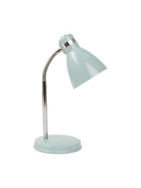 Kleine bureaulamp Study in blauw, Lampenkap: gelakt metaal, Lampvoet: gelakt metaal, Lamp: mistgrijs. Lampenkap binnenzijde: wit. Snoerbekleding: zwart, B 12 x H 34 cm