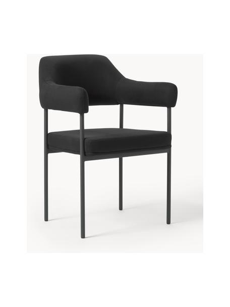 Gestoffeerde fauteuil Zoe, Bekleding: 100 % polyester Met 20.00, Frame: gepoedercoat metaal, Geweven stof zwart, B 56 x D 62 cm