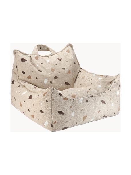 Handgefertigter Kinder-Sitzsack Sugar aus Bouclé, Bouclé Beige, Terrazzo-Optik, B 70 x T 80 cm