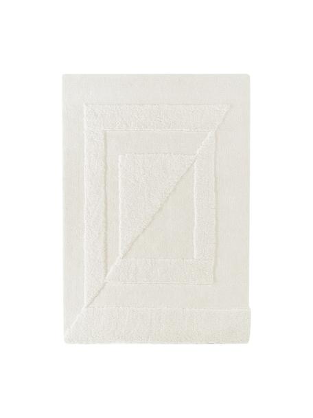 Flauschiger Hochflor-Teppich Zion mit erhabener Hoch-Tief-Struktur, Flor: 100 % Polyester, GRS-zert, Cremeweiß, B 80 x L 150 cm (Größe XS)