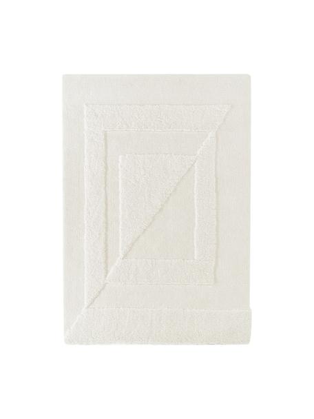 Flauschiger Hochflor-Teppich Zion mit erhabener Hoch-Tief-Struktur, Flor: 100 % Polyester, GRS-zert, Cremeweiss, B 80 x L 150 cm (Grösse XS)