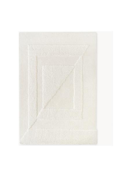 Flauschiger Hochflor-Teppich Zion mit erhabener Hoch-Tief-Struktur, Flor: 100 % Polyester, GRS-zert, Cremeweiss, B 80 x L 150 cm (Grösse XS)