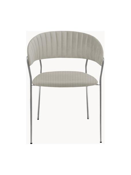 Samt-Polsterstühle Belle, 2 Stück, Bezug: Samt (100 % Polyester) De, Gestell: Stahl, pulverbeschichtet, Samt Grau, Chromfarben, B 57 x T 54 cm