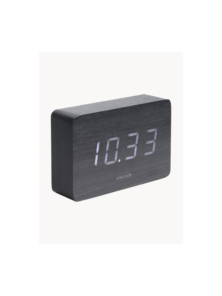 Sveglia a LED con porta USB Square, Finitura in legno, Nero, Larg. 15 x Alt. 10 cm