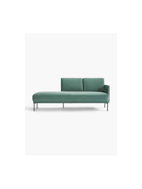 Fluwelen chaise longue Fluente, Bekleding: fluweel (hoogwaardig poly, Frame: massief grenenhout, Poten: gepoedercoat metaal Dit p, Fluweel petrol, B 202 x D 85 cm, rugleuning rechts