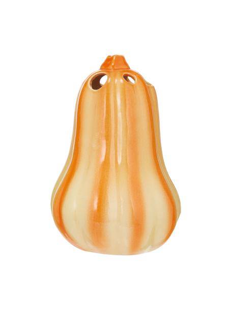 Handgefertigte Vase Pumpkin aus Steingut, Steingut, Orange, Ø 12 x H 18 cm