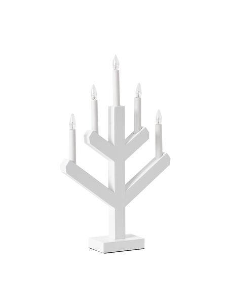 Holz-Fensterleuchter Vinga mit LED-Kerzen, Gestell: Holz, Weiß, B 32 x H 50 cm