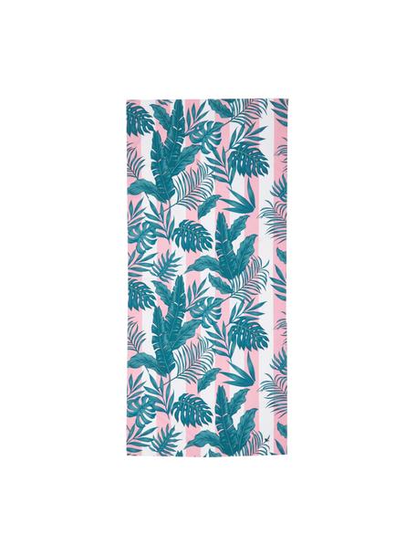 Ręcznik plażowy z mikrofibry Botanical, Blady różowy, biały, zielony, S 90 x D 200 cm