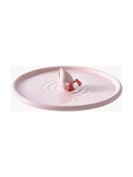 Fuente de cerámica artesanal Diving Duck, Cerámica, Rosa pálido, rojo, Ø 40 cm