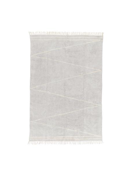 Alfombra artesanal de algodón con flecos Asisa, Gris claro, An 80 x L 150 cm (Tamaño XS)