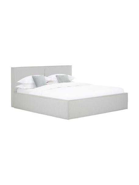 Letto imbottito con contenitore Dream, Rivestimento: poliestere (tessuto testu, Tessuto grigio chiaro, Larg. 140 x Lung. 200 cm