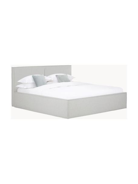 Łóżko tapicerowane z miejscem do przechowywania Dream, Tapicerka: poliester (tkanina strukt, Korpus: lite drewno sosnowe z cer, Jasnoszara tkanina, S 140 x D 200 cm